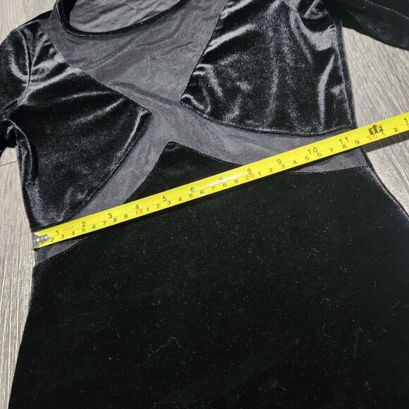 Black velvet and mesh cutout bodycon long-sleeved mini dress from Noisy May - Picture 12 of 16